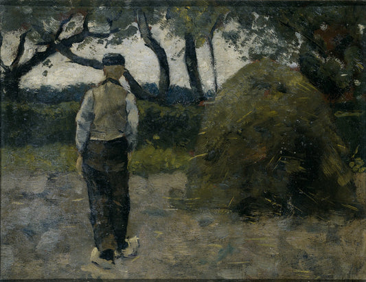 A Farmer standing near a Hay-Stack – Richard Nicolaüs Roland Holst Vintage Landscape Art Print | Wall Art Poster
