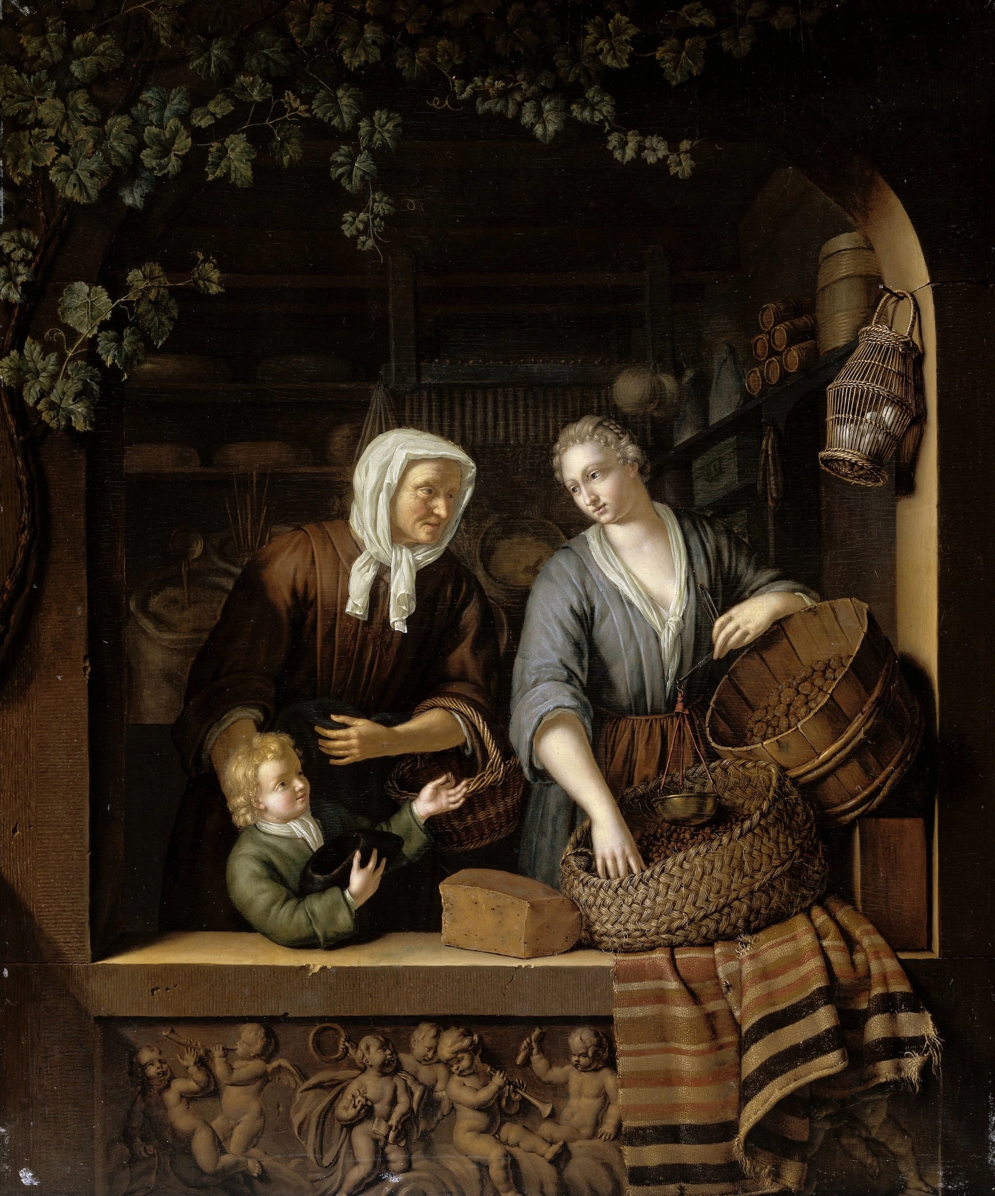 The Grocer’s Shop – Frans van Mieris (II) Vintage Art Print | Wall Art Poster
