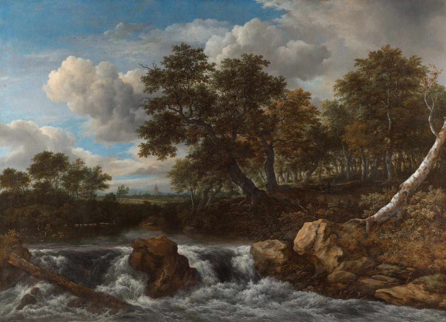 Landscape with waterfall – Jacob Isaacksz van Ruisdael Vintage Landscape Art Print | Wall Art Poster