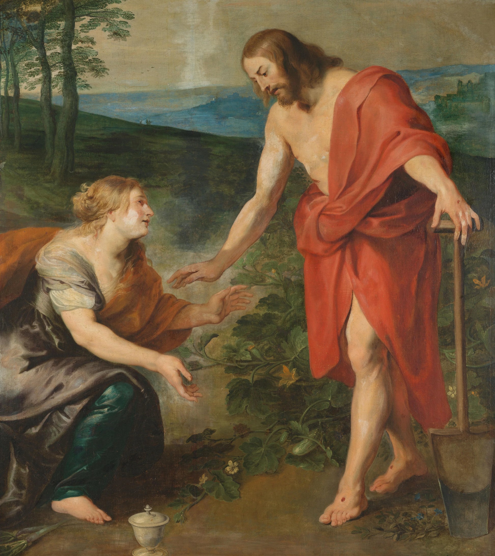 Christ Appearing to Mary Magdalen as a Gardener (Noli me Tangere) – atelier van Peter Paul Rubens Vintage Garden Scene Art Print | Wall Art Poster