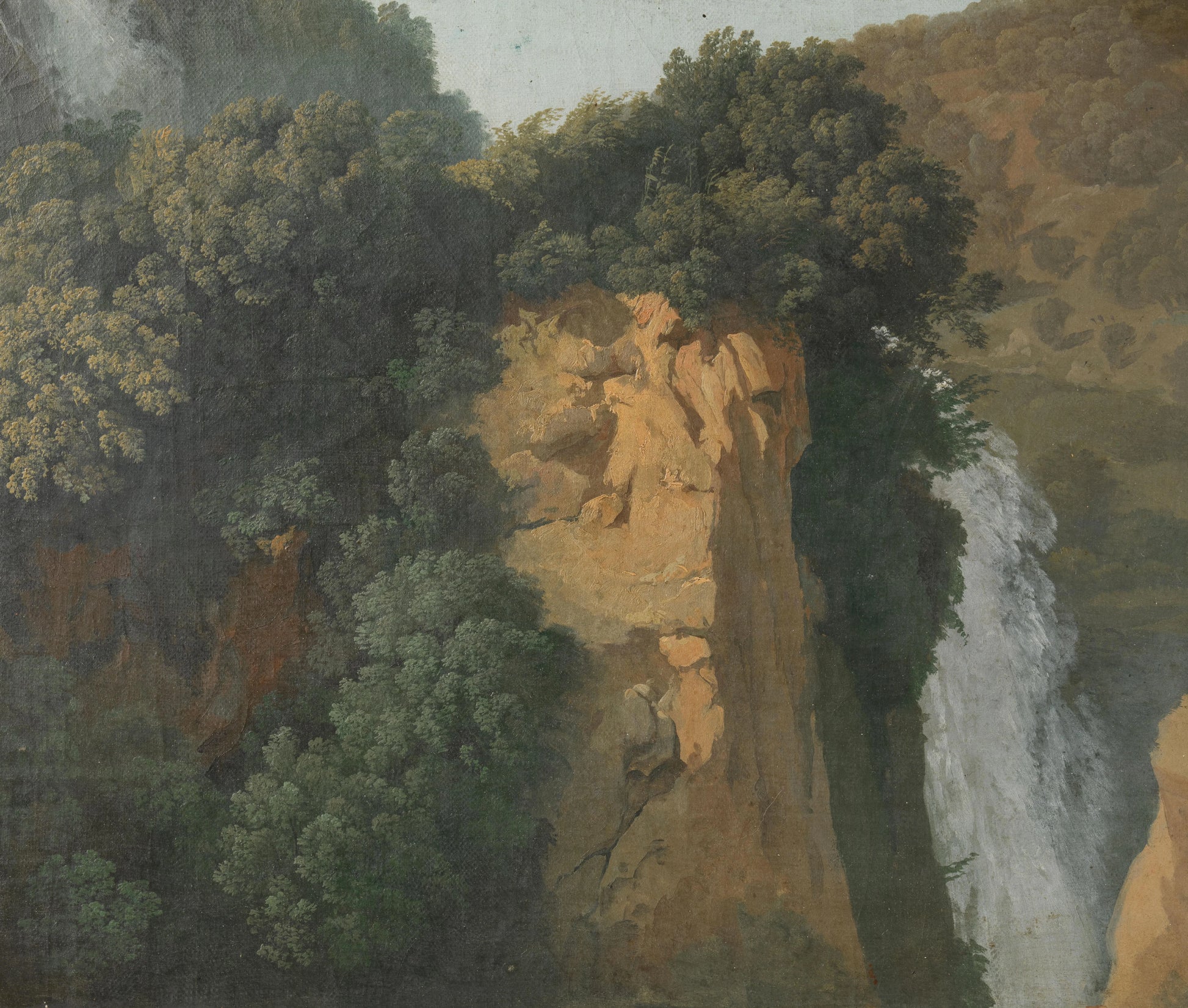 Overgrown Cliffs with a Waterfall in Italy, perhaps at Tivoli – toegeschreven aan Hendrik Voogd Vintage Landscape Art Print | Wall Art Poster