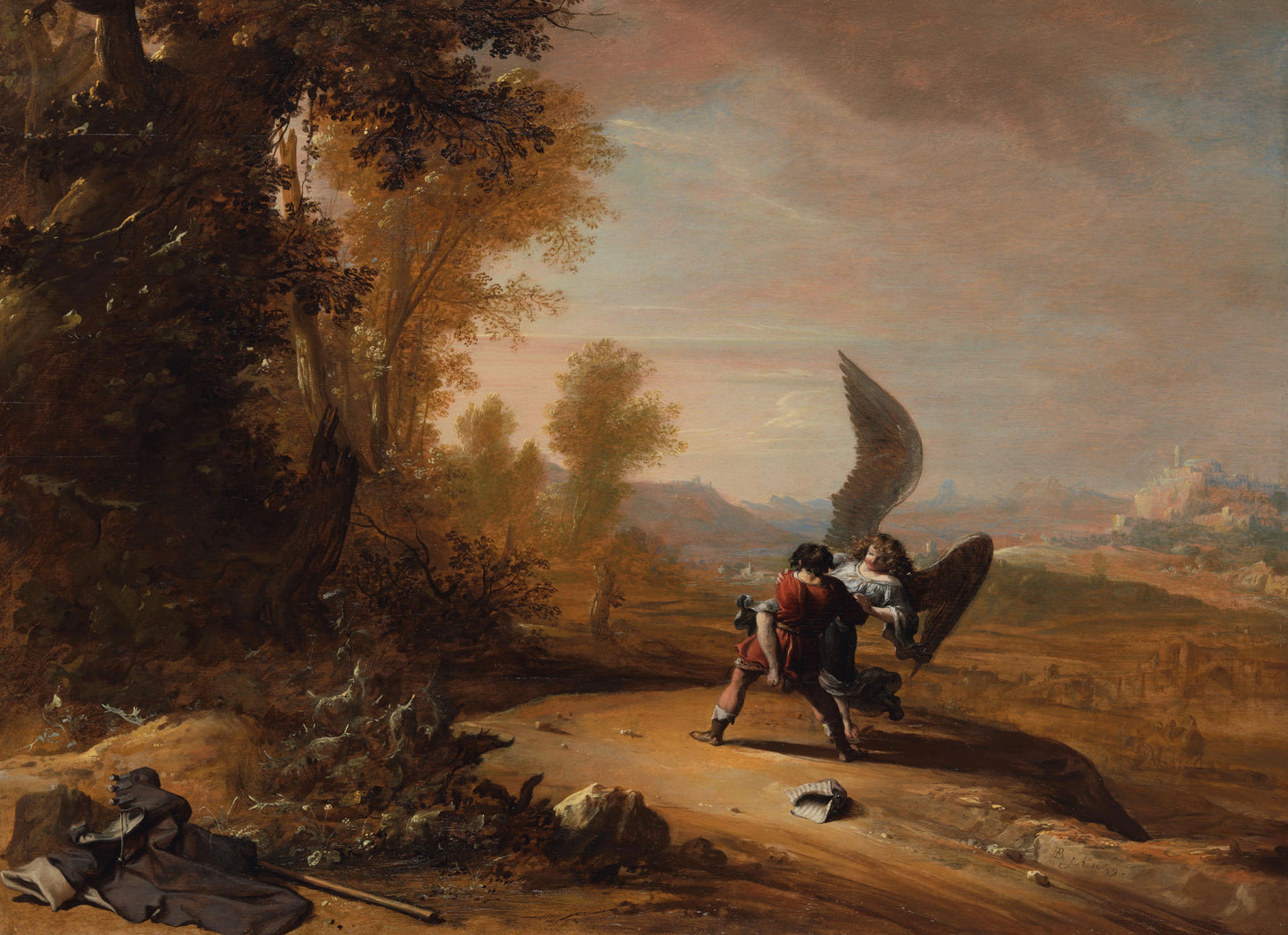 Jacob Wrestling with the Angel – Bartholomeus Breenbergh (eigenhandig gesigneerd) Vintage River Scene Art Print | Wall Art Poster