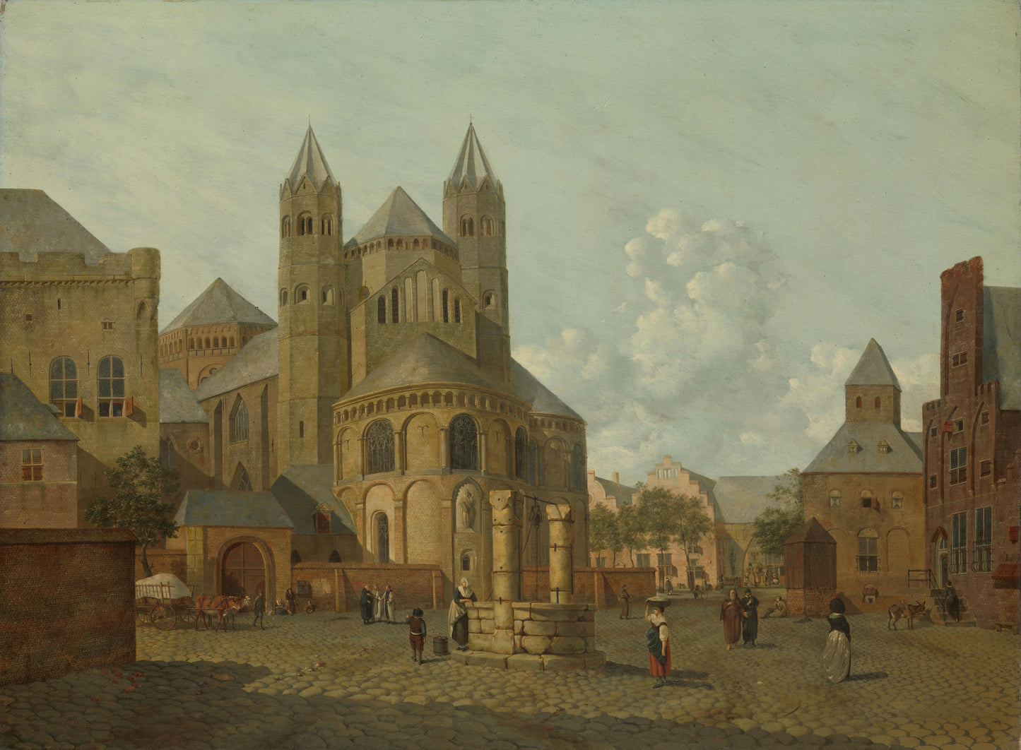 Imaginary Cityscape with Romanesque Church – Johannes Huibert Prins Vintage Cityscape Art Print | Wall Art Poster