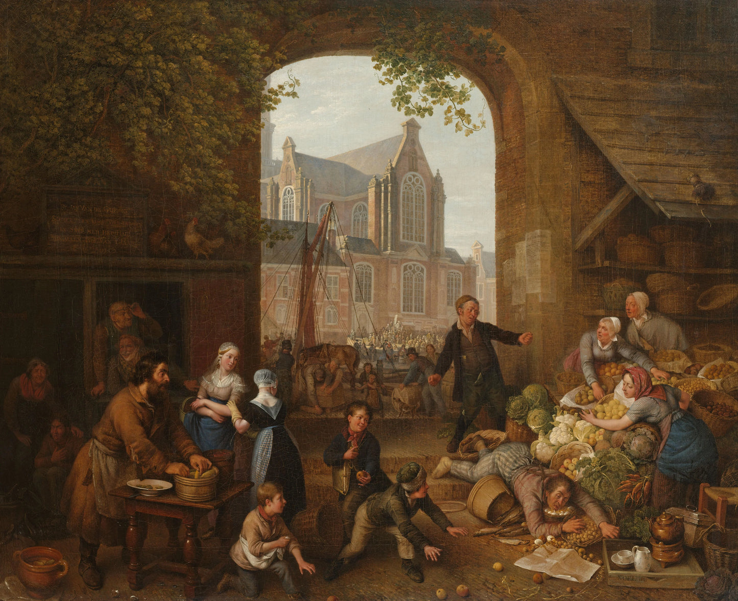 Two Drunkards at the Market near the Westerkerk in Amsterdam – Peter Paul Joseph Noël Vintage Art Print | Wall Art Poster
