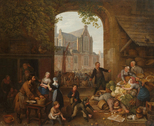 Two Drunkards at the Market near the Westerkerk in Amsterdam – Peter Paul Joseph Noël Vintage Art Print | Wall Art Poster