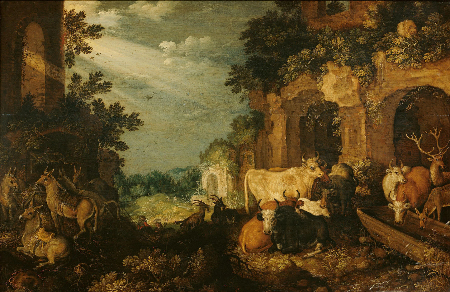 Aesop's fable of the stag among the cows – Roelant Savery Vintage Landscape Art Print | Wall Art Poster