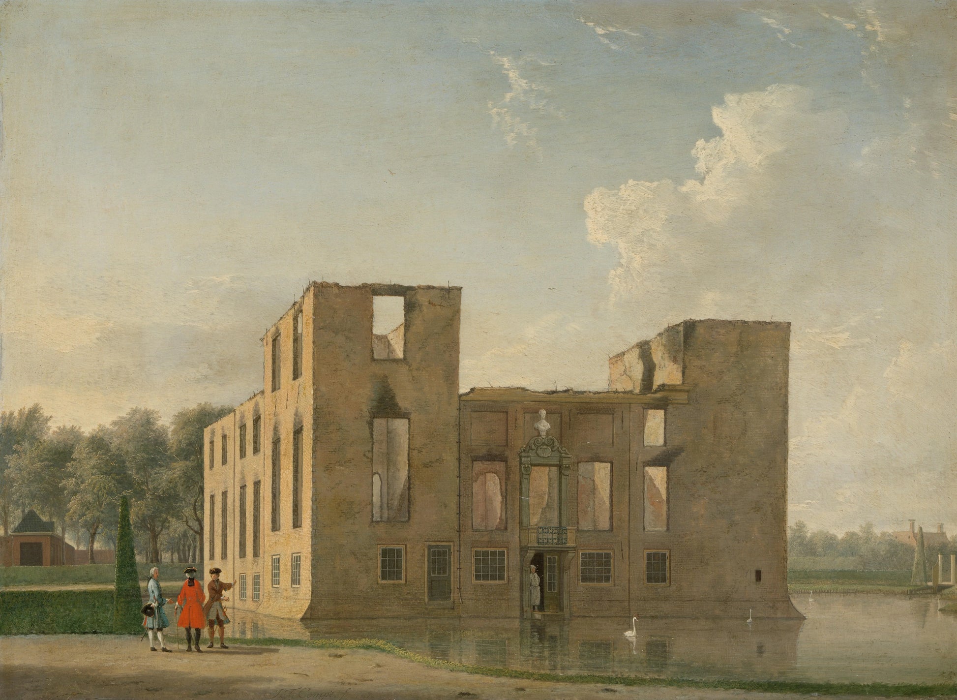 Berkenrode Castle, Heemstede, after the Fire of 4-5 May 1747: Rear View – Jan ten Compe Vintage Art Print | Wall Art Poster