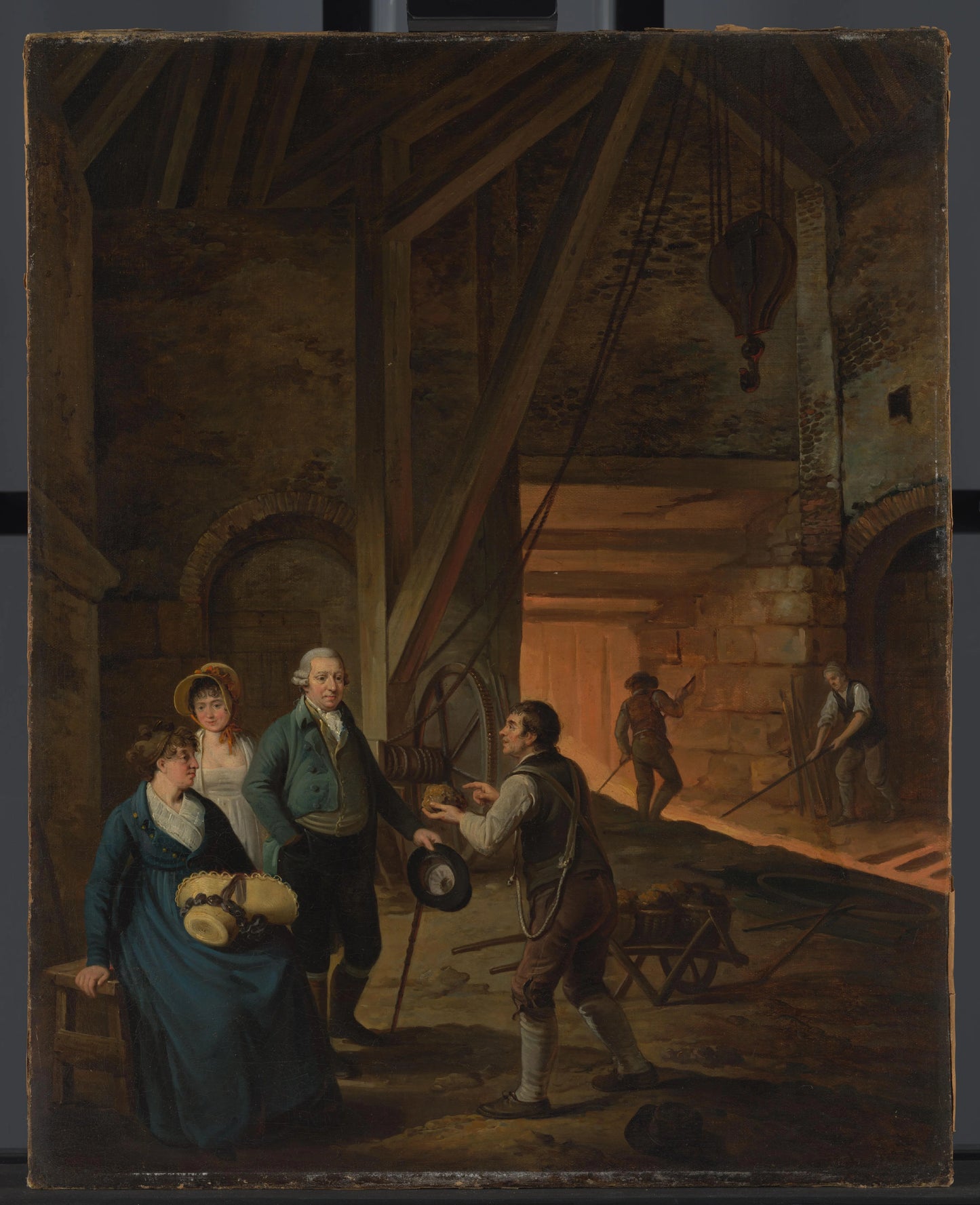 Jan Daniël Huichelbos van Liender, Petronella van Liender and Adriana Reepmaker in an English Iron Foundry – Adriaan de Lelie (signed by artist) Vintage Art Print | Wall Art Poster