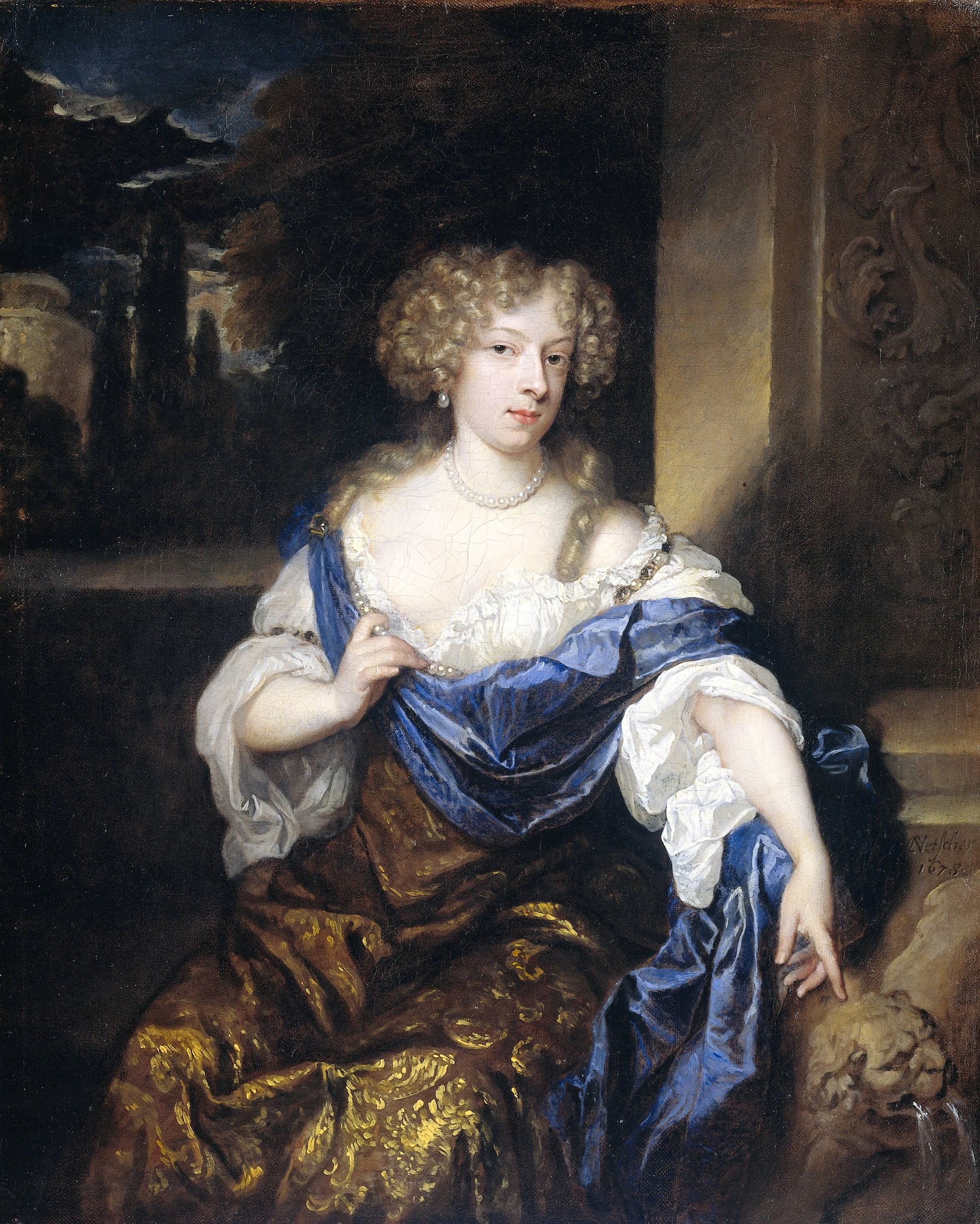 Portrait of Helena Ctaharina de Witte 91661-95), wife of Iman mogge, lord of Haamstede – Caspar Netscher Vintage Portrait Art Print | Wall Art Poster