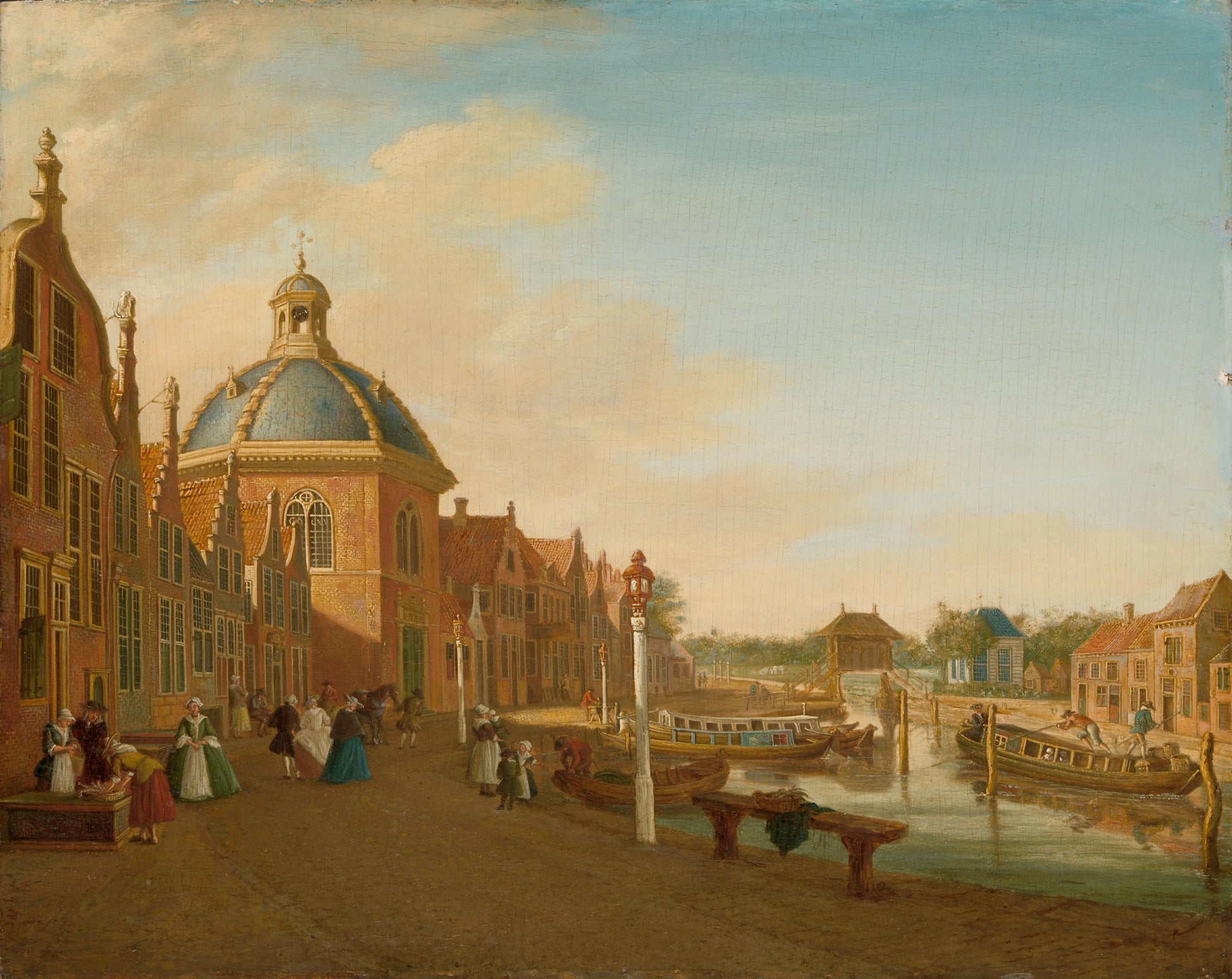 The Docking Basin in the Barge Canal in Leidschendam – Paulus Constantijn la Fargue Vintage Cityscape Art Print | Wall Art Poster
