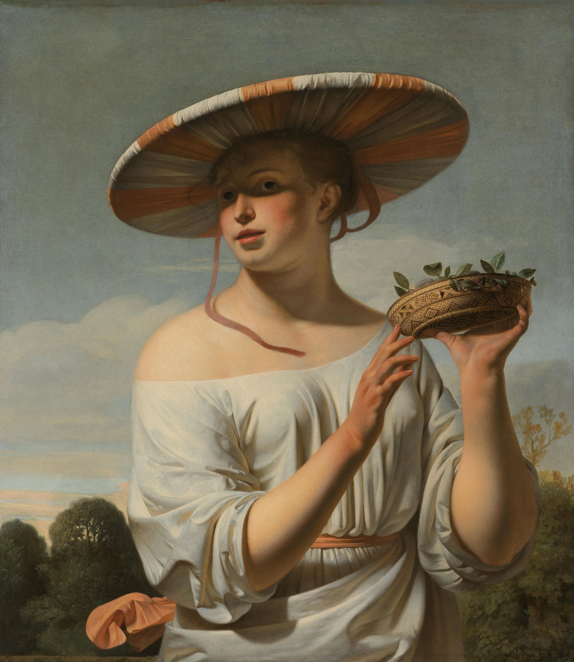 Woman in a Large Hat – Caesar Boëtius van Everdingen Vintage Art Print | Wall Art Poster