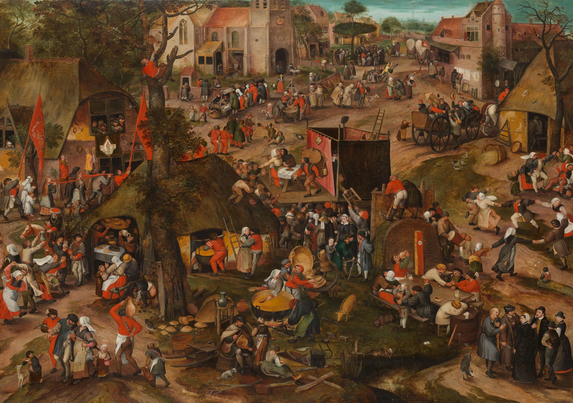 A Flemish Kermis with a Performance of the Farce ‘Een cluyte van Plaeyerwater’ – Peeter Baltens Vintage Art Print | Wall Art Poster