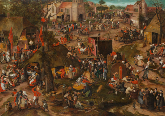 A Flemish Kermis with a Performance of the Farce ‘Een cluyte van Plaeyerwater’ – Peeter Baltens Vintage Art Print | Wall Art Poster