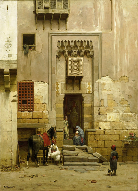 The Courtyard of a house in Cairo – Willem de Famars Testas Vintage Art Print | Wall Art Poster