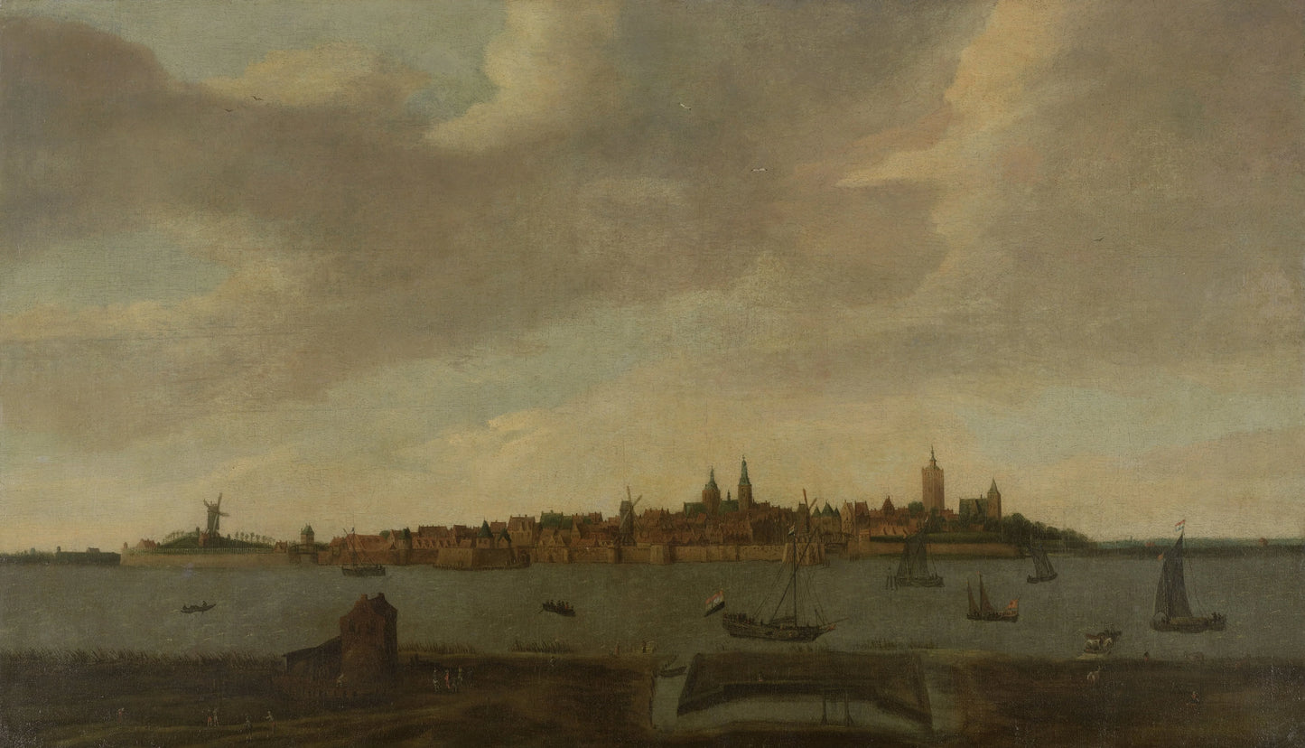 View of Heusden – Monogrammist FK (Noordelijke Nederlanden) (vermeld op object) Vintage Cityscape Art Print | Wall Art Poster