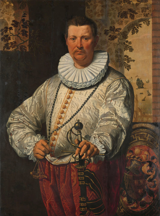Portrait of a Dutch Admiral of the Fleet – circle of Pieter Pietersz. (I) Vintage Portrait Art Print | Wall Art Poster