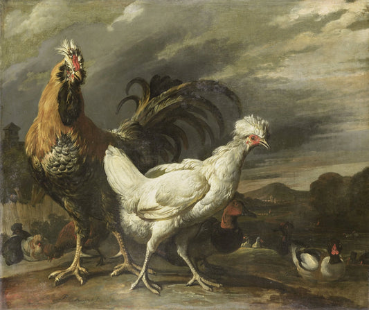 Cock, a Hen and other Poultry – Pieter Jansz. van Ruyven Vintage Animal Study Art Print | Wall Art Poster