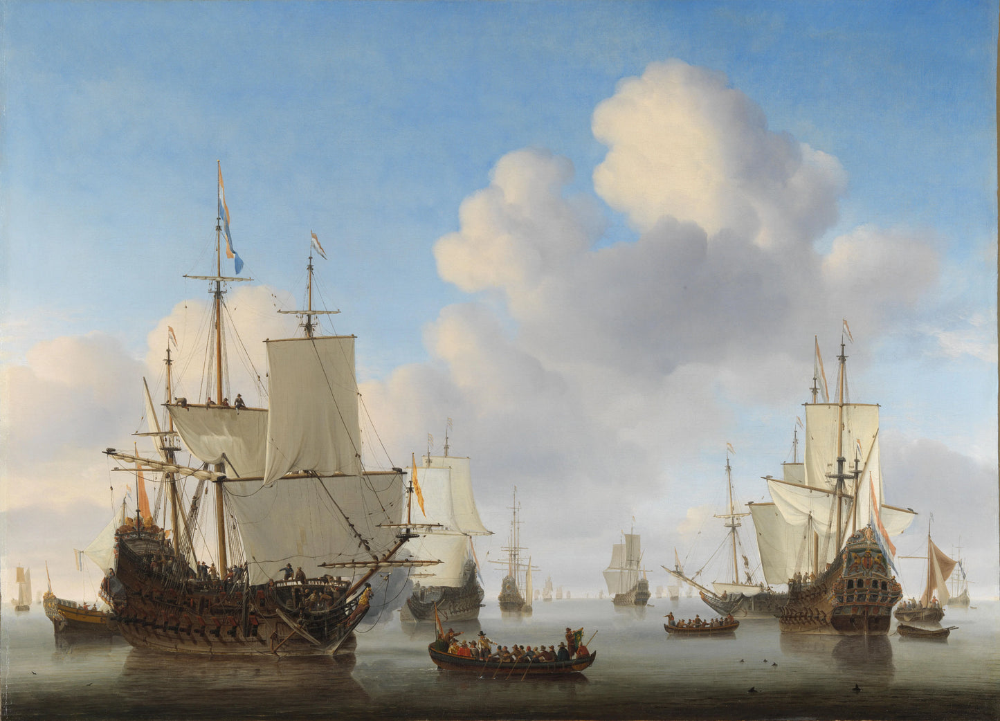 Dutch Ships in a Calm Sea – Willem van de Velde (II) Vintage Seascape Art Print | Wall Art Poster