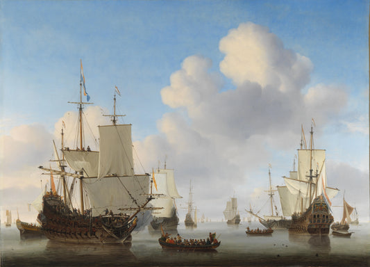 Dutch Ships in a Calm Sea – Willem van de Velde (II) Vintage Seascape Art Print | Wall Art Poster