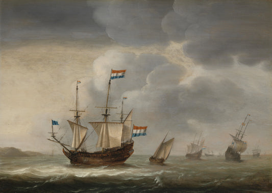 Ships off the Coast – Jacob Gerritz. Loef (vermeld op object) Vintage Seascape Art Print | Wall Art Poster