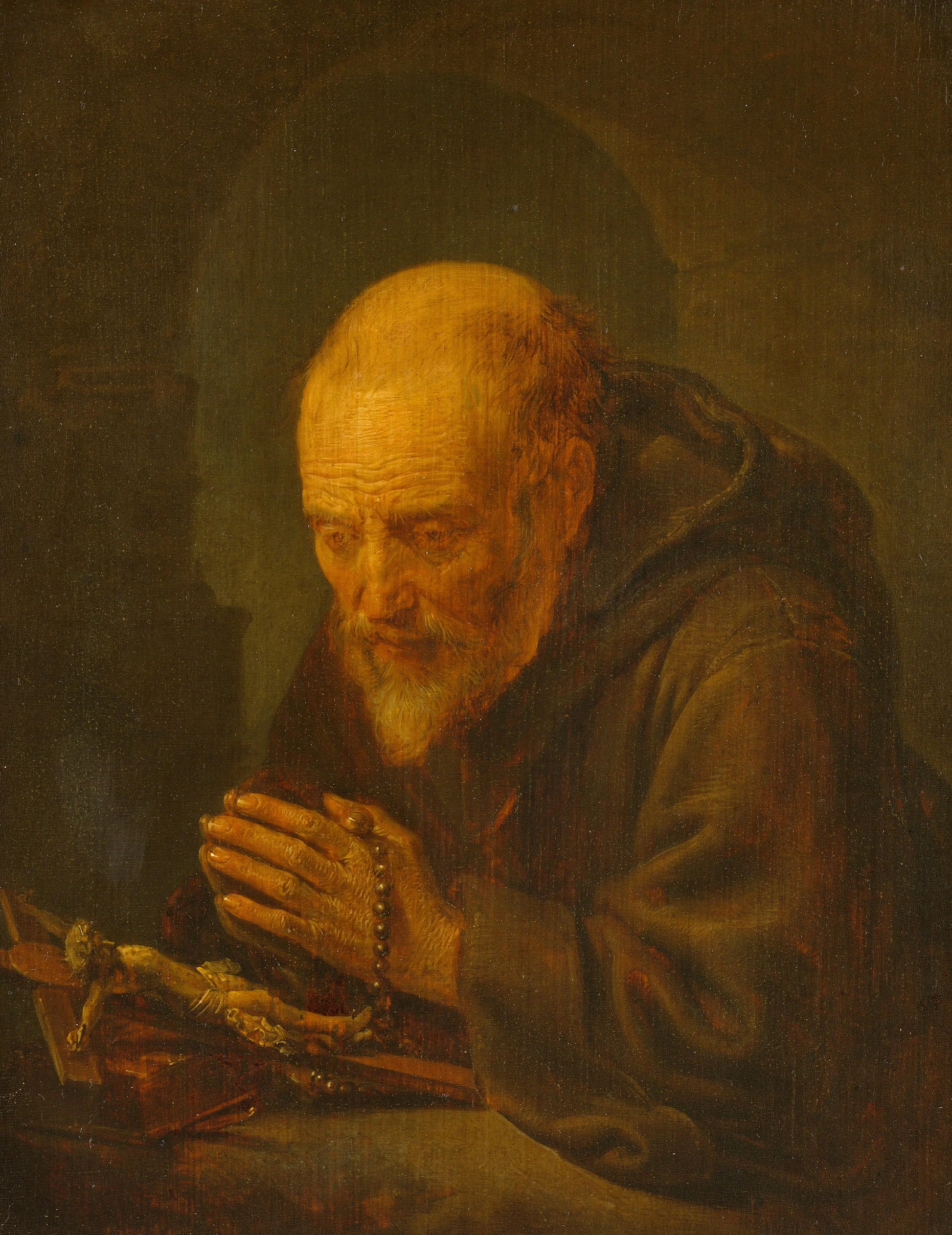 A Hermitin Prayer – Gerrit Dou Vintage Art Print | Wall Art Poster