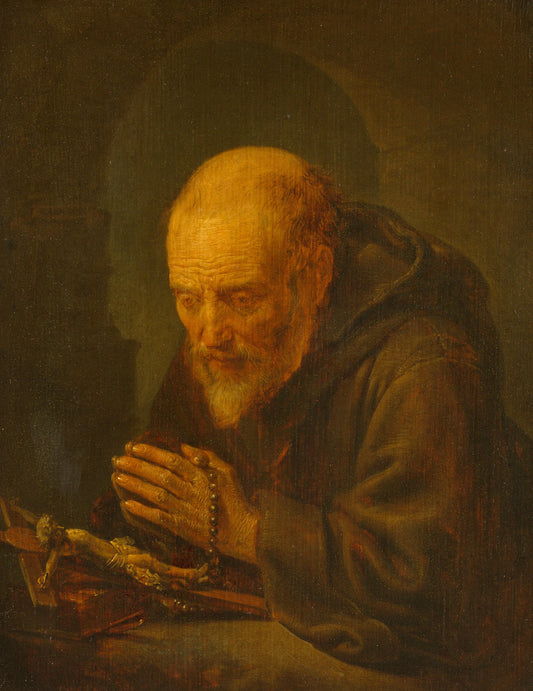 A Hermitin Prayer – Gerrit Dou Vintage Art Print | Wall Art Poster