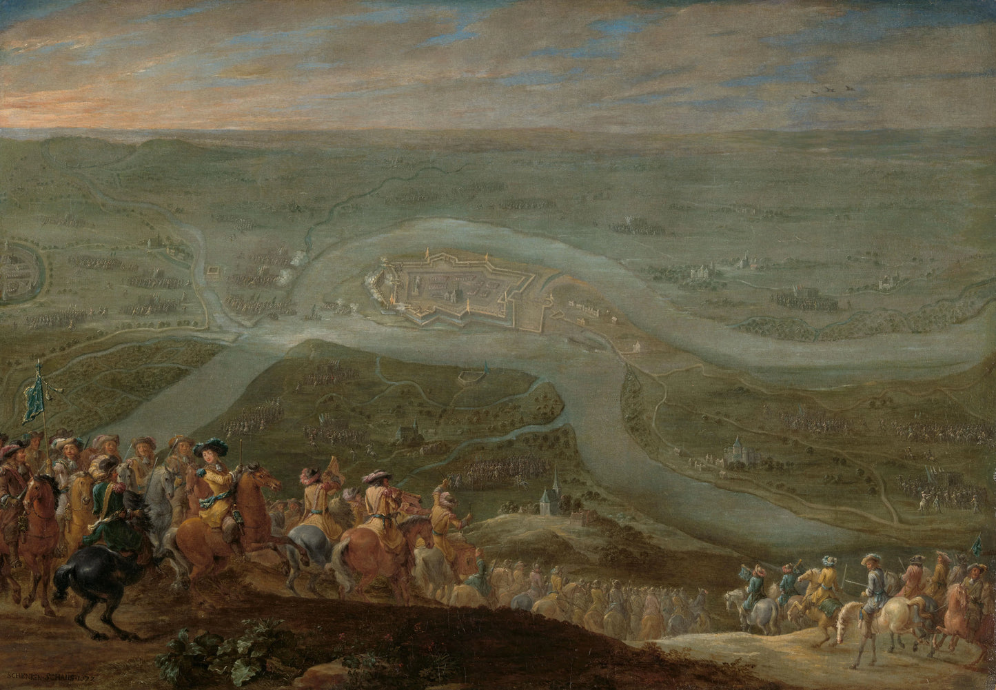 King Louis XIV and his Entourage at the Siege of Schenkenschans, 1672 – Lambert de Hondt (II) Vintage Art Print | Wall Art Poster