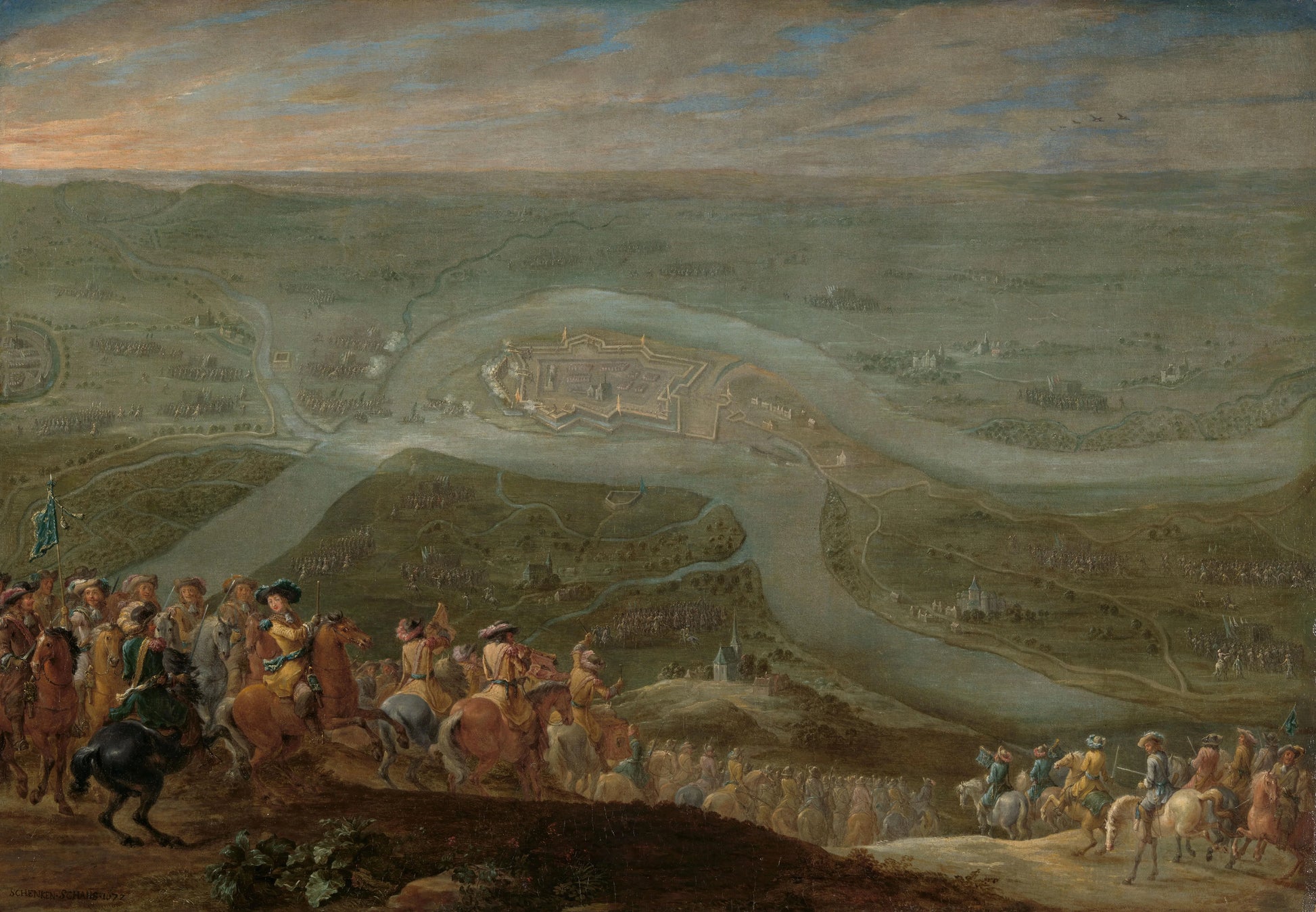 King Louis XIV and his Entourage at the Siege of Schenkenschans, 1672 – Lambert de Hondt (II) Vintage Art Print | Wall Art Poster
