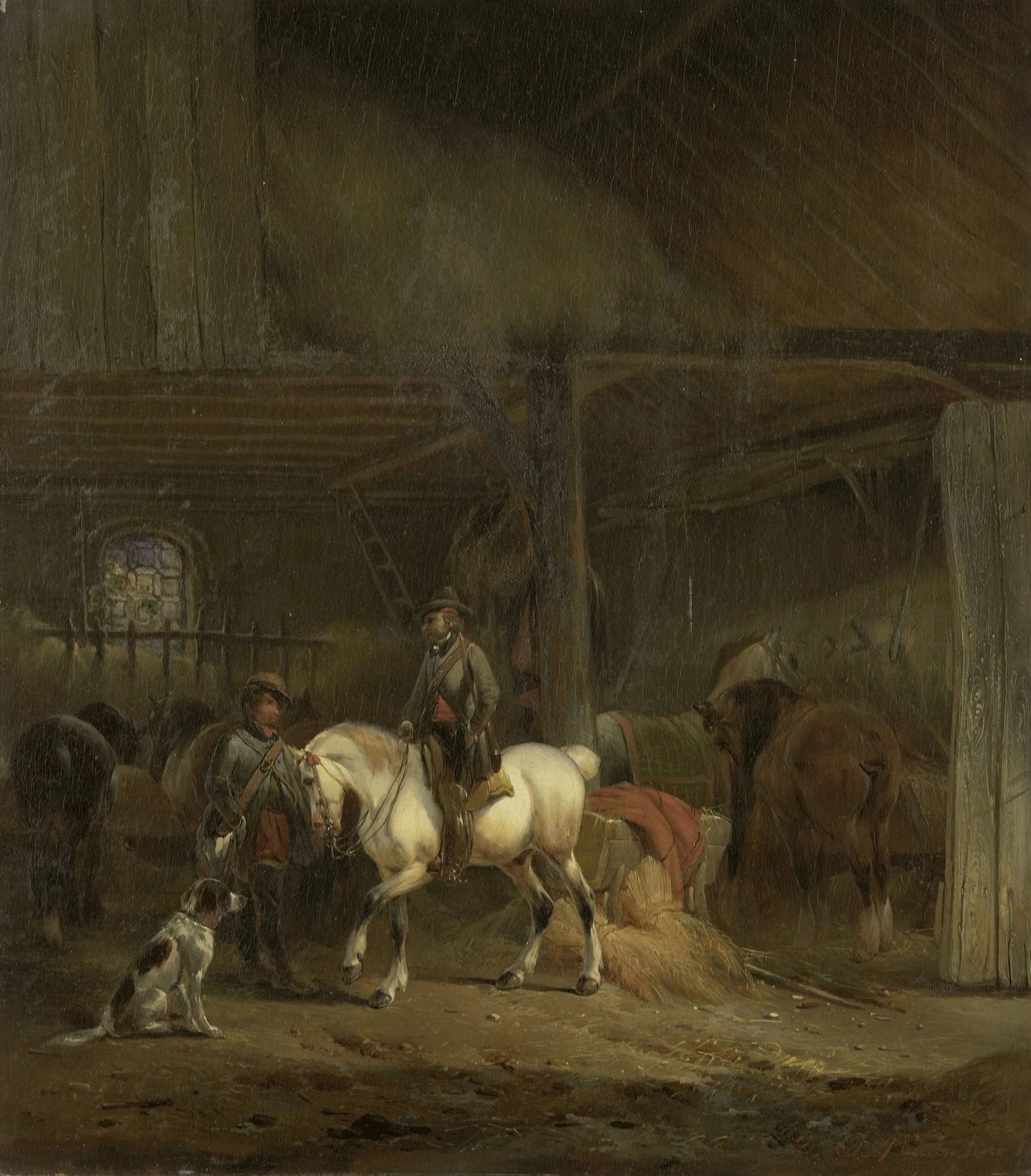 Horse Stable – Joseph Moerenhout Vintage Animal Study Art Print | Wall Art Poster