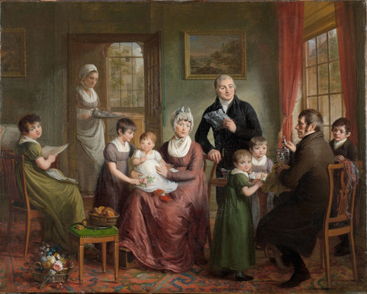 Portrait of the Family of Adrianus Bonebakker with Dirk L. Bennewitz – Adriaan de Lelie (signed by artist) Vintage Portrait Art Print | Wall Art Poster