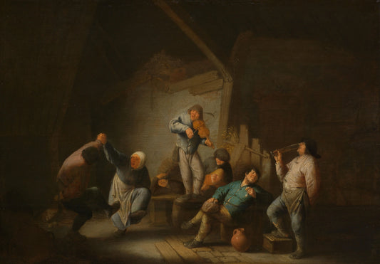 Dancing Couple – Adriaen van Ostade (mentioned on object) Vintage Art Print | Wall Art Poster