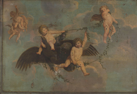 Putti with an Eagle on Clouds – anonymous Vintage Art Print | Wall Art Poster