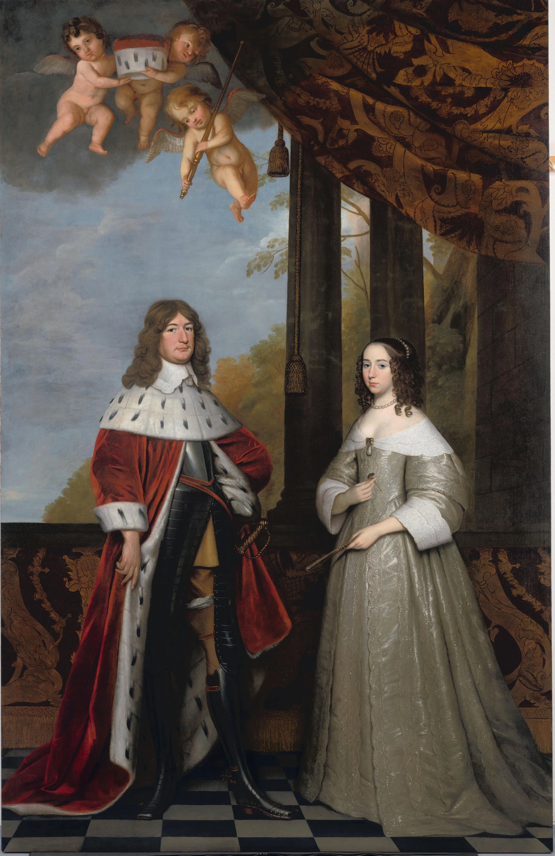 Portrait of Friedrich Wilhelm (1620-88), Elector of Brandenburg, and his Wife Louise Henriette (1627-67), Countess of Orange-Nassau – Gerard van Honthorst (signed by artist) Vintage Portrait Art Print | Wall Art Poster