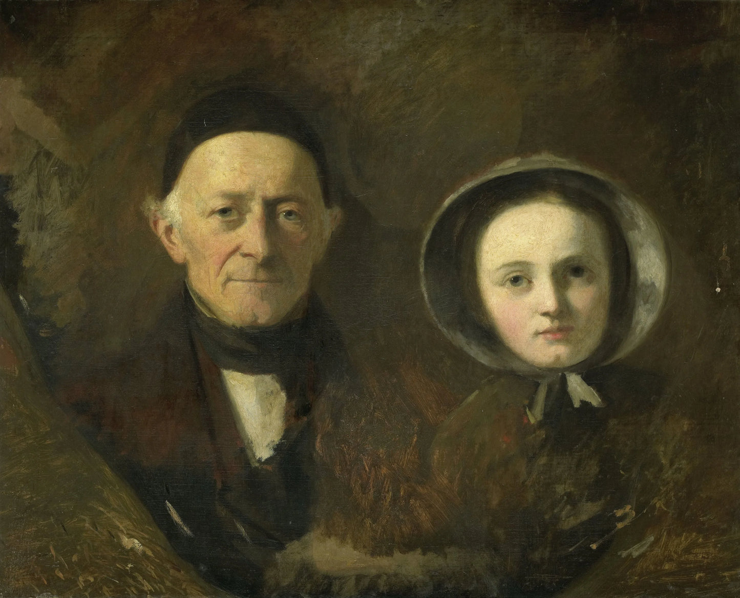 Portrait of Johann Joseph Hermann, the Artist's Father-in-Law, with his Grandchild Ida Schwartze, the Artist's oldest Daughter – Johann Georg Schwartze Vintage Portrait Art Print | Wall Art Poster