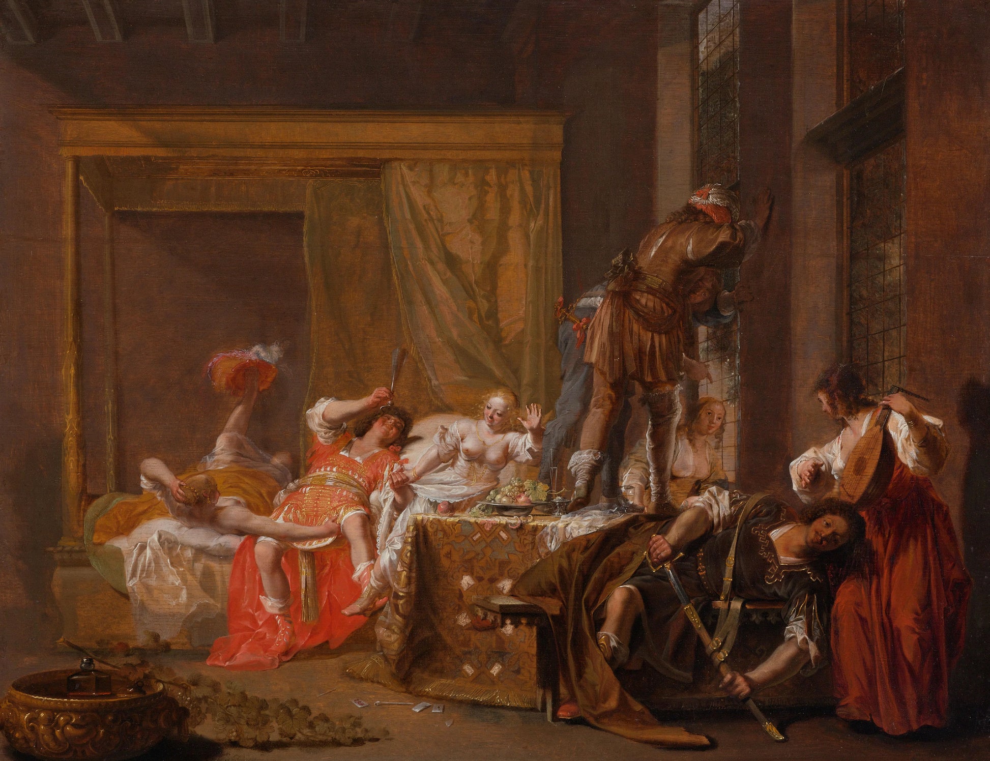 Brothel Scene, possibly an Episode from a Story – Nicolaes Knupfer Vintage Art Print | Wall Art Poster