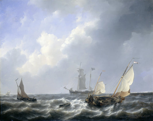 Seascape from the Zeeland Waters, near the Island of Schouwen – Petrus Johannes Schotel Vintage Seascape Art Print | Wall Art Poster
