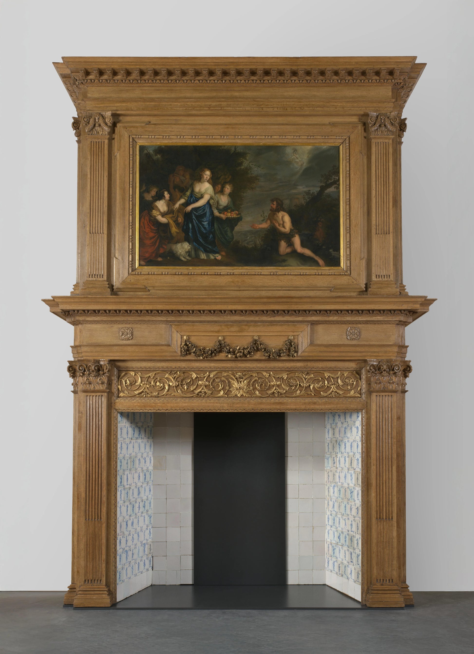 Chimney piece with representation of Odysseus and Nausicaa – Philips Vinckboons (II) Vintage Art Print | Wall Art Poster