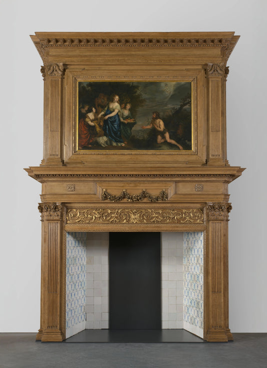Chimney piece with representation of Odysseus and Nausicaa – Philips Vinckboons (II) Vintage Art Print | Wall Art Poster