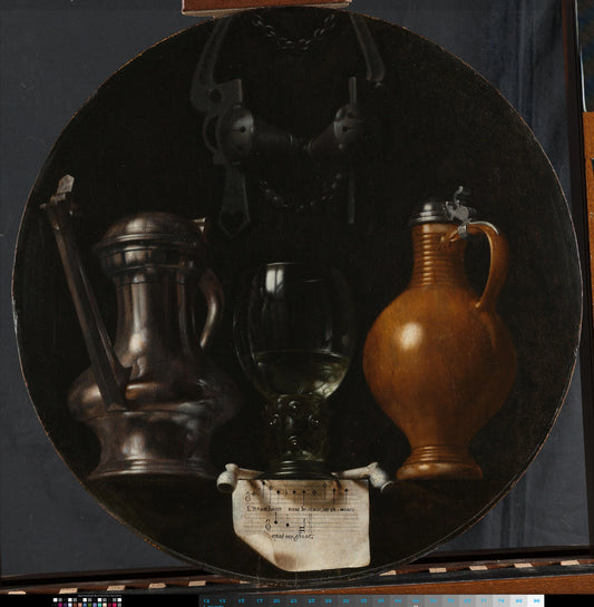 Emblematic Still Life with Flagon, Glass, Jug and Bridle – Johannes Torrentius Vintage Still Life Art Print | Wall Art Poster