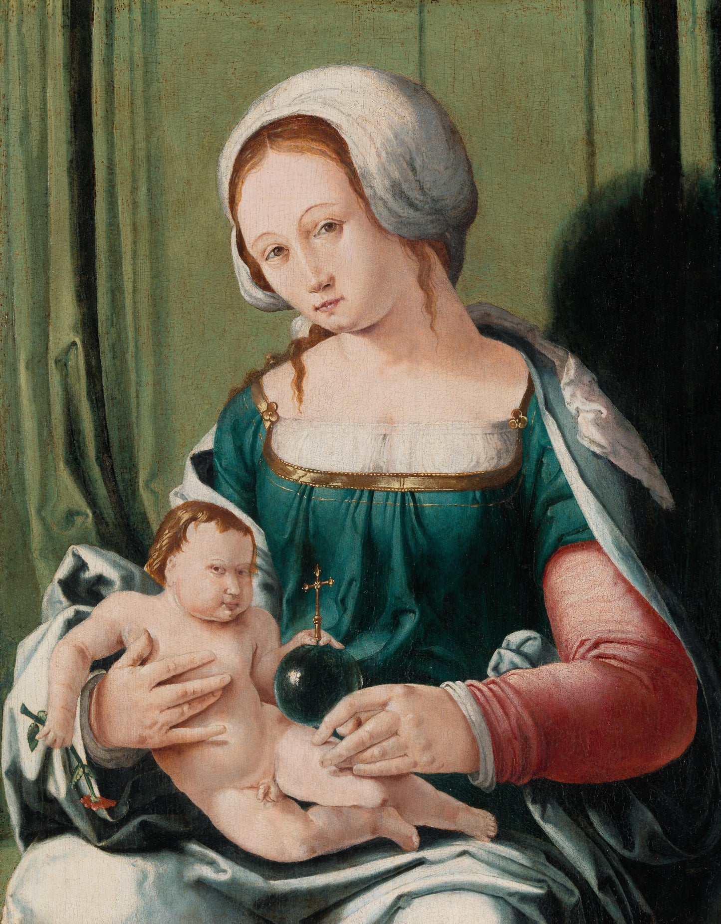 Virgin and Child – toegeschreven aan Lucas van Leyden Vintage Art Print | Wall Art Poster
