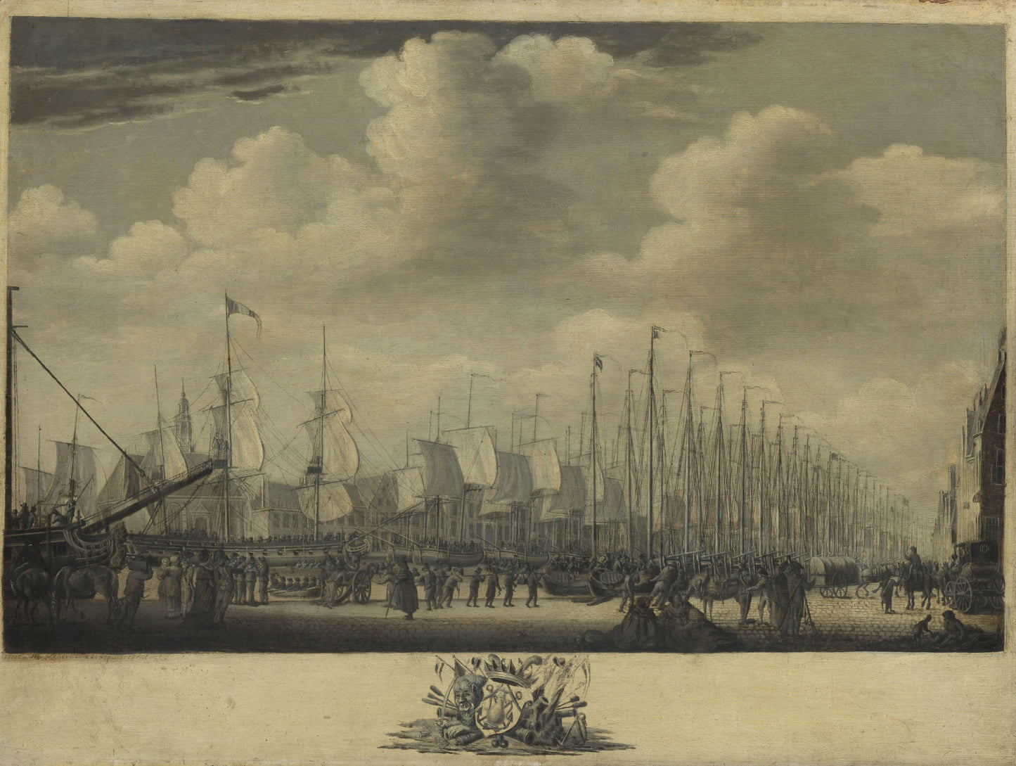 Mustering the Fleet in the Harbor of Vlissingen, 1804 – Engel Hoogerheyden Vintage Harbour Scene Art Print | Wall Art Poster