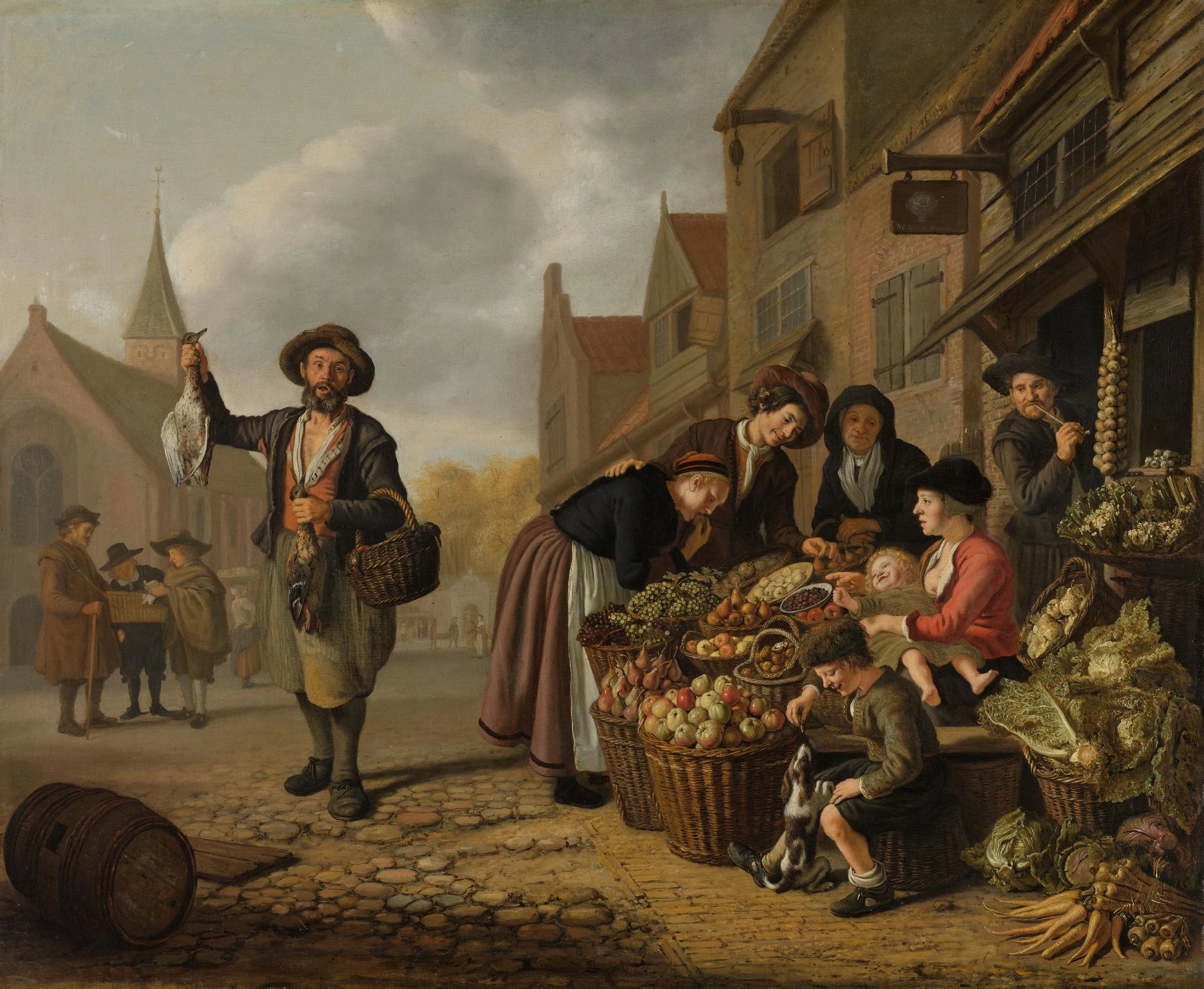 The Greengrocer's Shop De Buyskool – Jan Victors (mentioned on object) Vintage Street Scene Art Print | Wall Art Poster