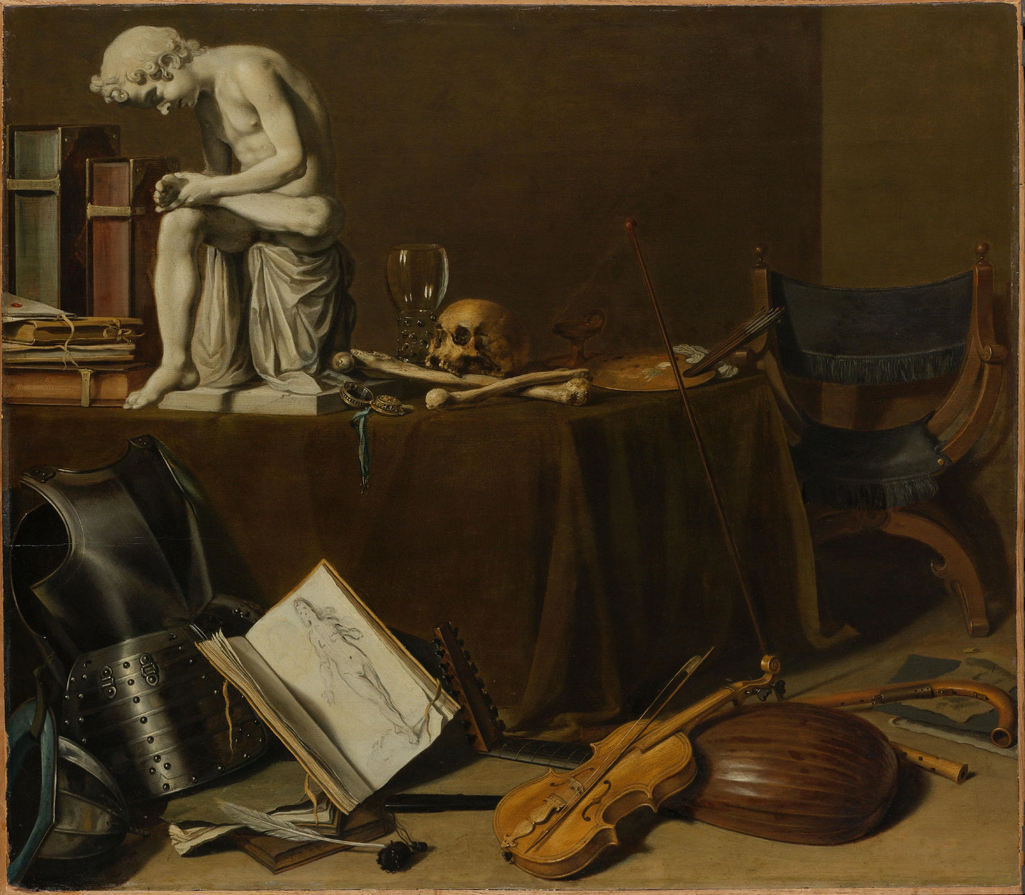 Vanitas Still Life with the Spinario – Pieter Claesz (signed by artist) Vintage Still Life Art Print | Wall Art Poster