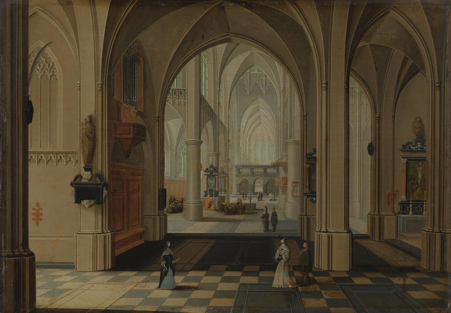 Interior of an Imaginary Gothic Church, Looking East – Peeter Neeffs (I) Vintage Art Print | Wall Art Poster