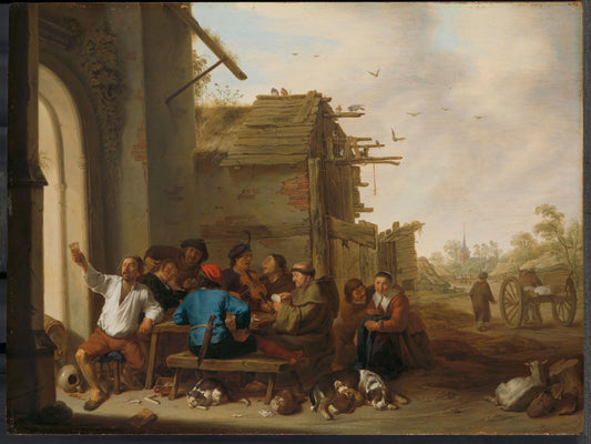 A Company of Country Folk – Cornelis Saftleven (eigenhandig gesigneerd) Vintage Art Print | Wall Art Poster