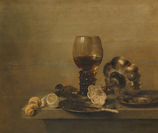 Still Life with a Broken Glass – Willem Claesz. Heda (eigenhandig gesigneerd) Vintage Still Life Art Print | Wall Art Poster