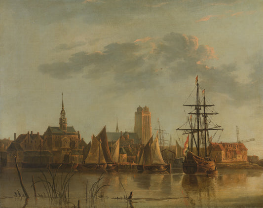 View of Dordrecht at Sunset – copy after Aelbert Cuyp Vintage Landscape Art Print | Wall Art Poster