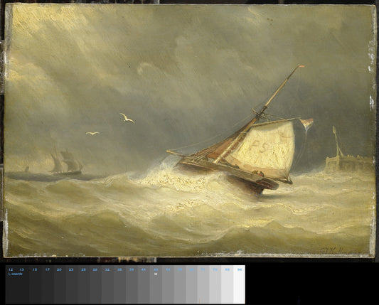 Rough Sea with Sailing Vessels – Georges Johannes Hoffmann Vintage Marine Scene Art Print | Wall Art Poster