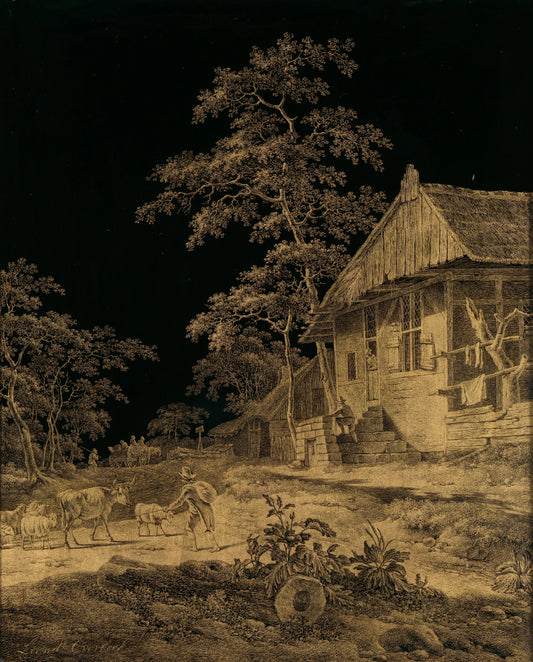 Shepherd at a Farmstead – Leendert Overbeek Vintage Landscape Art Print | Wall Art Poster
