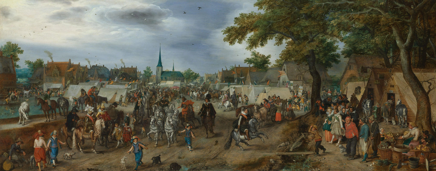 Princes Maurits and Frederik Hendrik at the Valkenburg Horse Fair – Adriaen Pietersz van de Venne Vintage Animal Study Art Print | Wall Art Poster